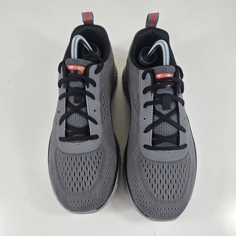 Skechers Track Leshur Mens 7.5 Wide Gray Orange Cross-Training Athletic Shoes